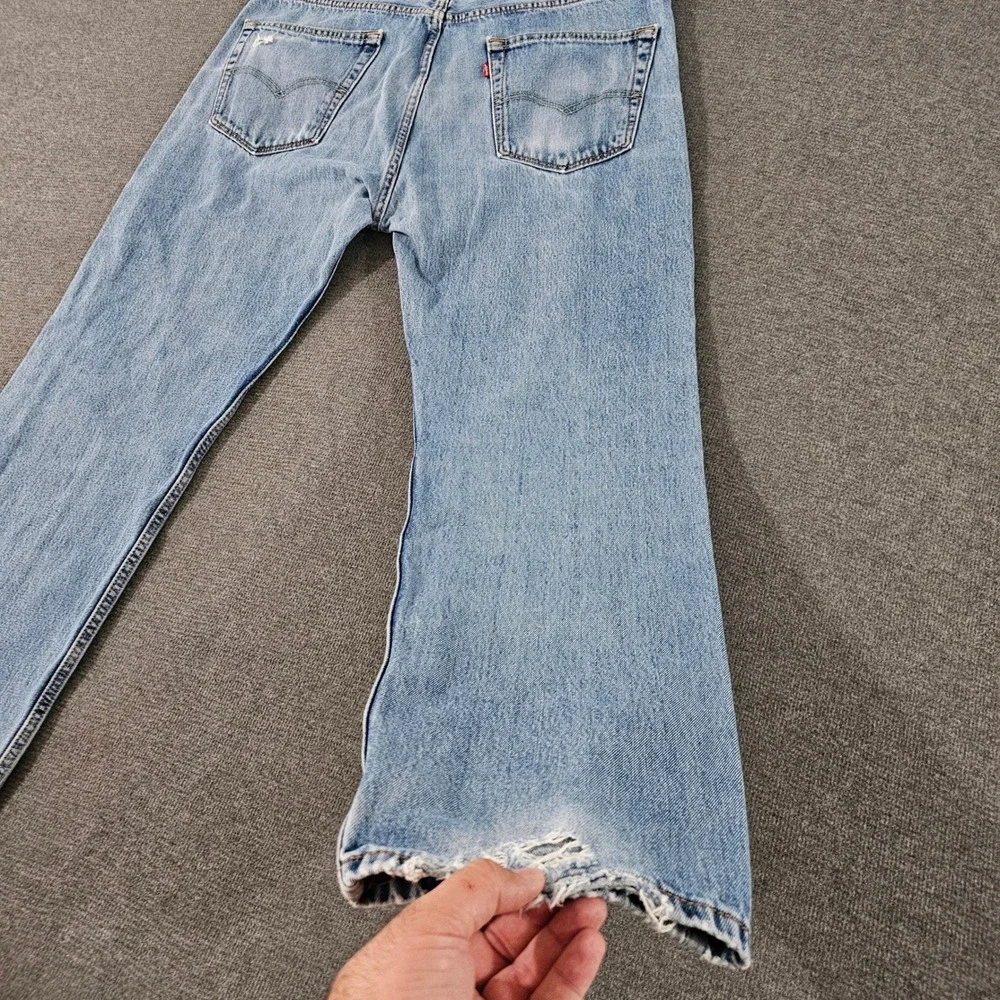 Levis 505 Regular Fit Light Wash Straight Leg Denim Jeans Mens 38x30 Blue - Picture 14 of 16